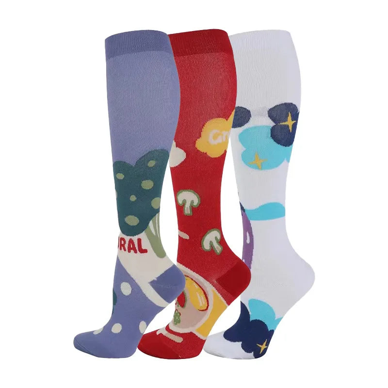 58 Styles 3 Pairs/Pack Compression Socks Knee High 30MmHg Women Men Sports Socks Edema Diabetes Varicose Veins Running Socks Quick Pick Grocers